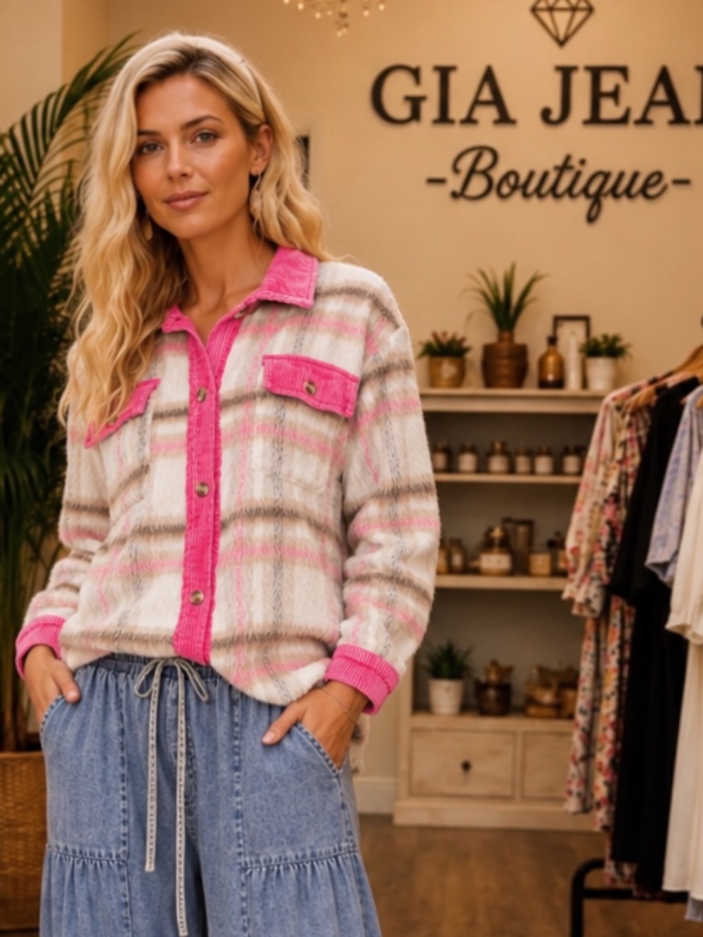 ❤️ BLUE VELVET “ MANDY “ BLUE VELVET PLAID SOFT FLEECE TOP JACKET SHACKET